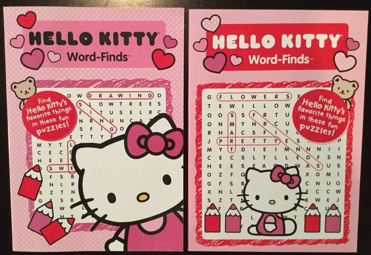 Set Of 2 Hello Kitty Word Find Books KAPPA Pink Search Puzzle 