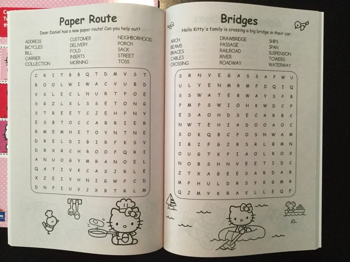 Set Of 2 Hello Kitty Word Find Books KAPPA Pink Search Puzzle 