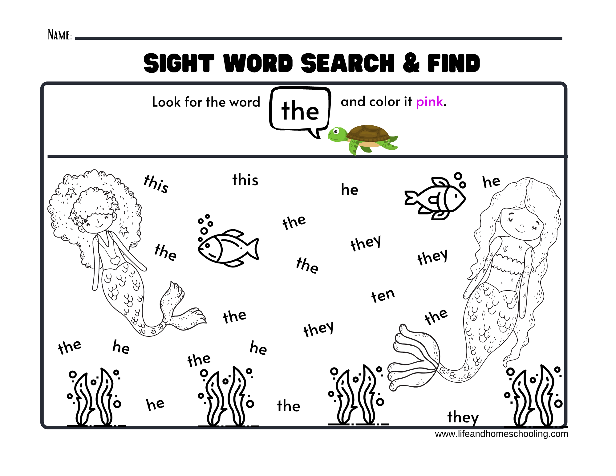 Sight Words Printable Worksheets Mermaid Made By Teachers Sight Words Printable Worksheets Mermaid Made By Teachers