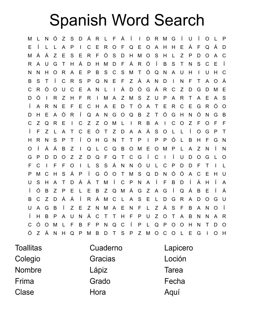 Spanish Word Search WordMint Spanish Word Search WordMint