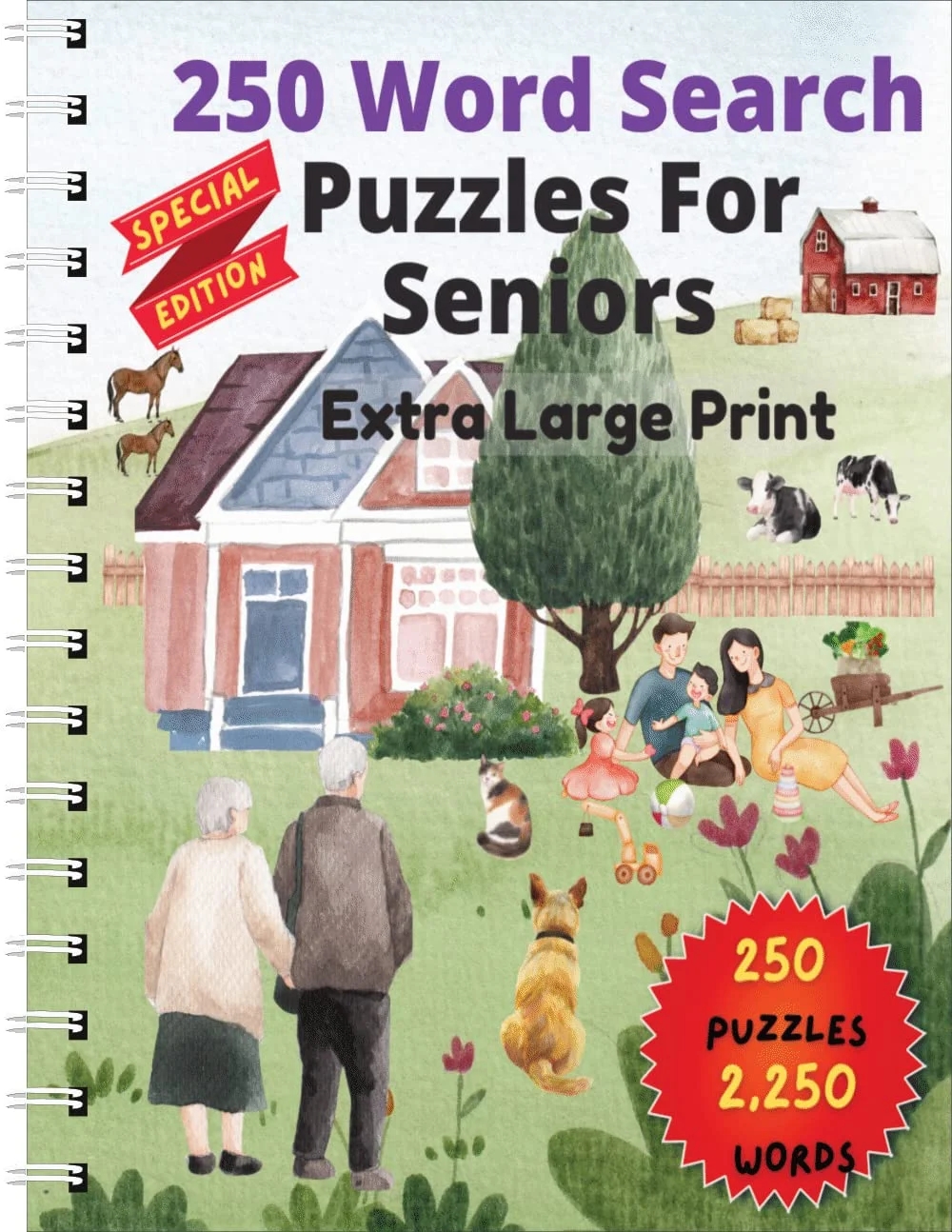 Spiral Bound Word Search Puzzles For Seniors Jumbo Print Edition With 250 Unique Puzzles Walmart