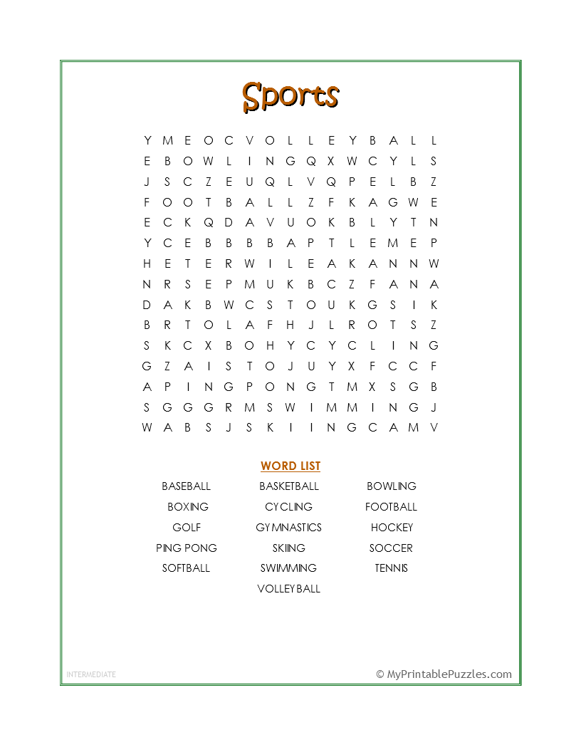 Middle School Word Search Printable