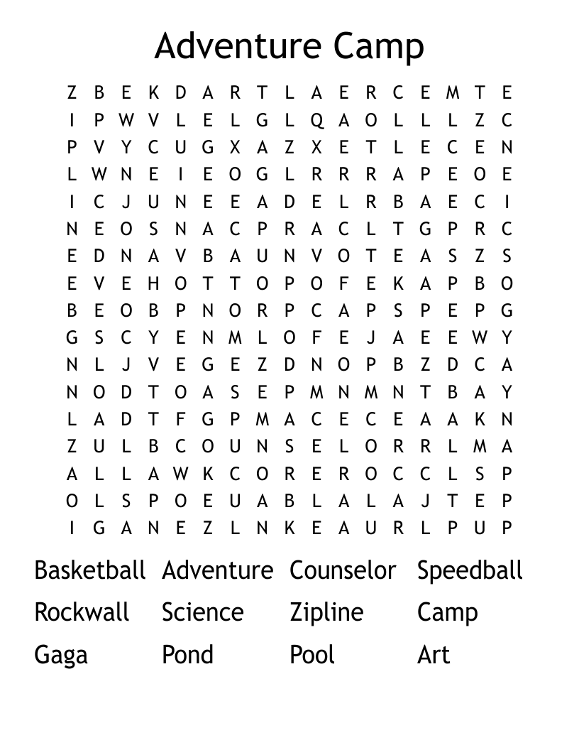 Spring Break Activities Word Search WordMint
