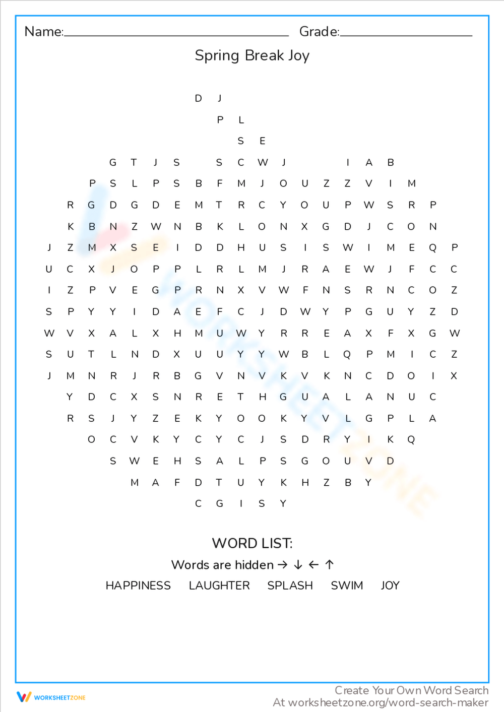 Spring Break Word Search
