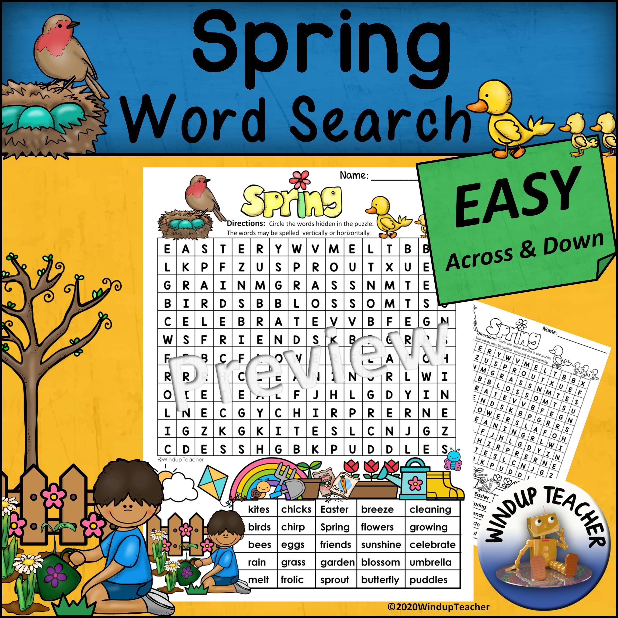 Spring Word Search EASY Puzzle Ready To Go Made By Teachers Spring Word Search EASY Puzzle Ready To Go Made By Teachers
