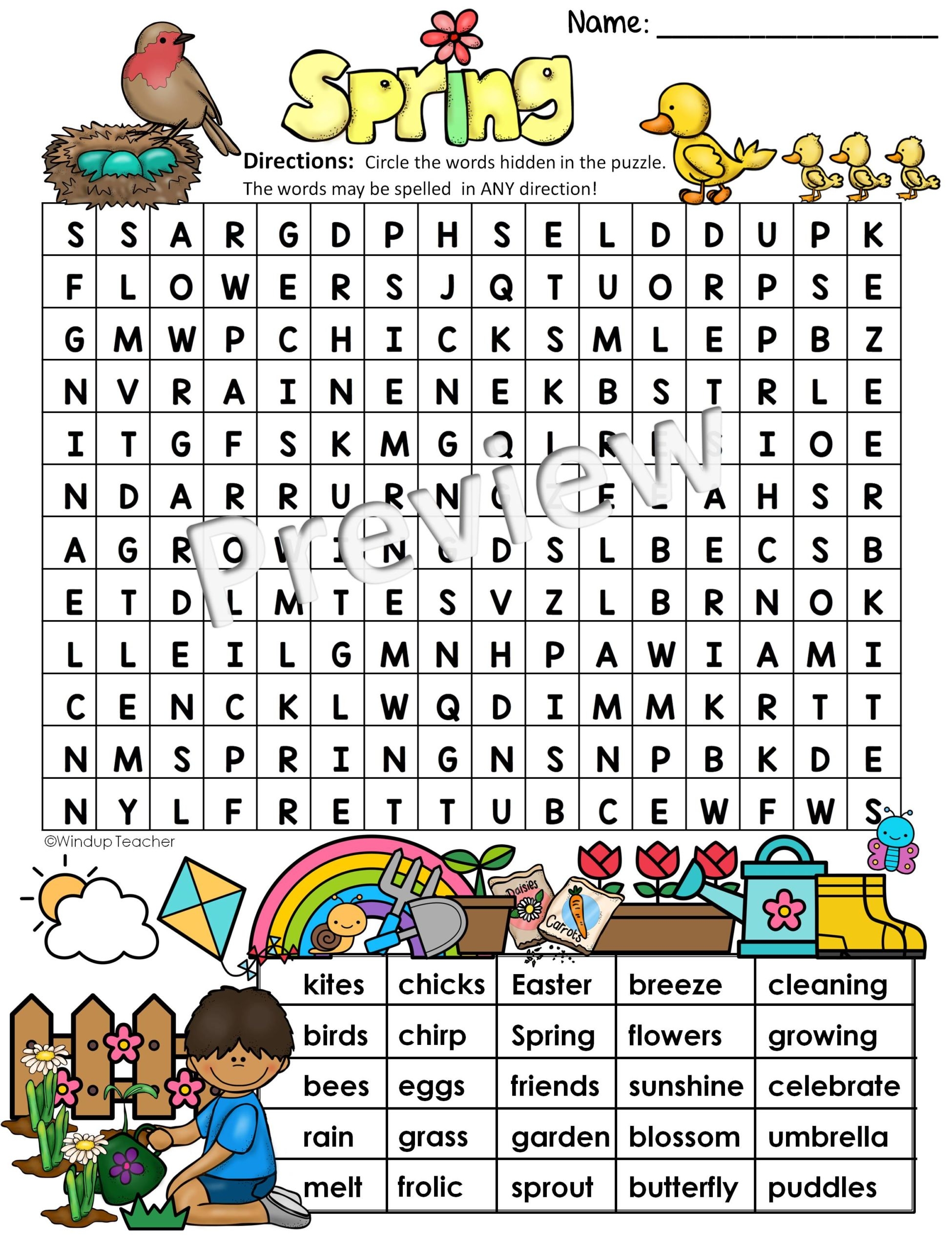 Spring Word Search HARD Puzzle Ready To Go Made By Teachers