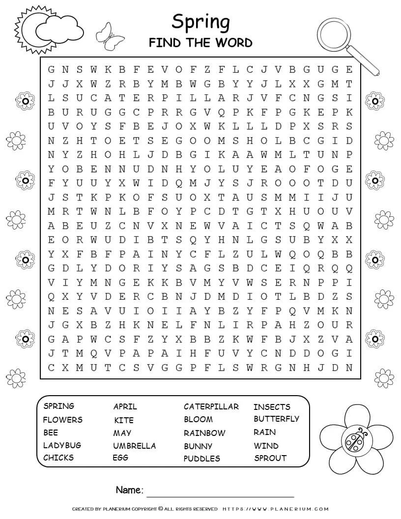 Spring Word Search Puzzle Free Printables Planerium Worksheets Library
