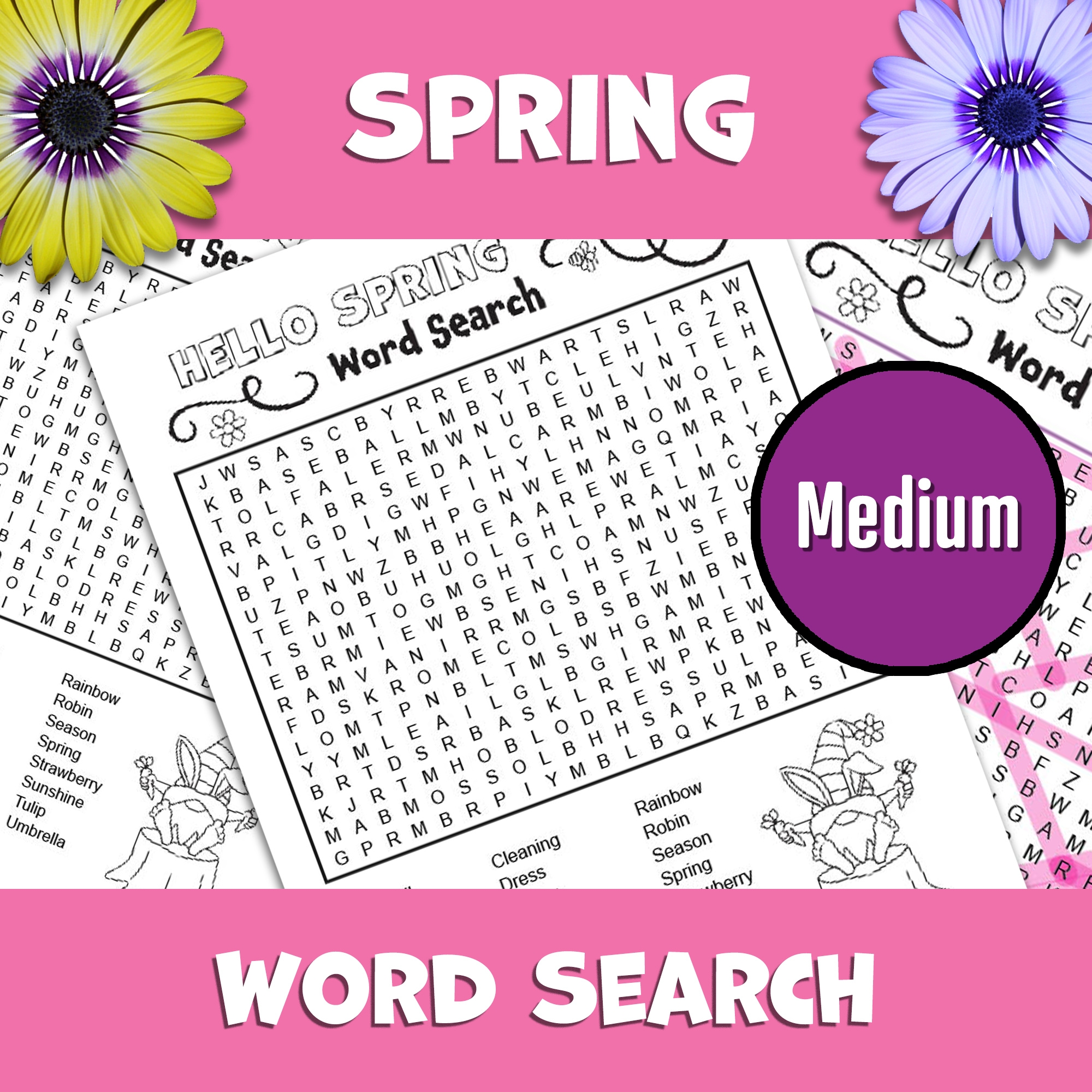 Spring Word Search Puzzle Medium Spring Word Game Activity Word Find Classful