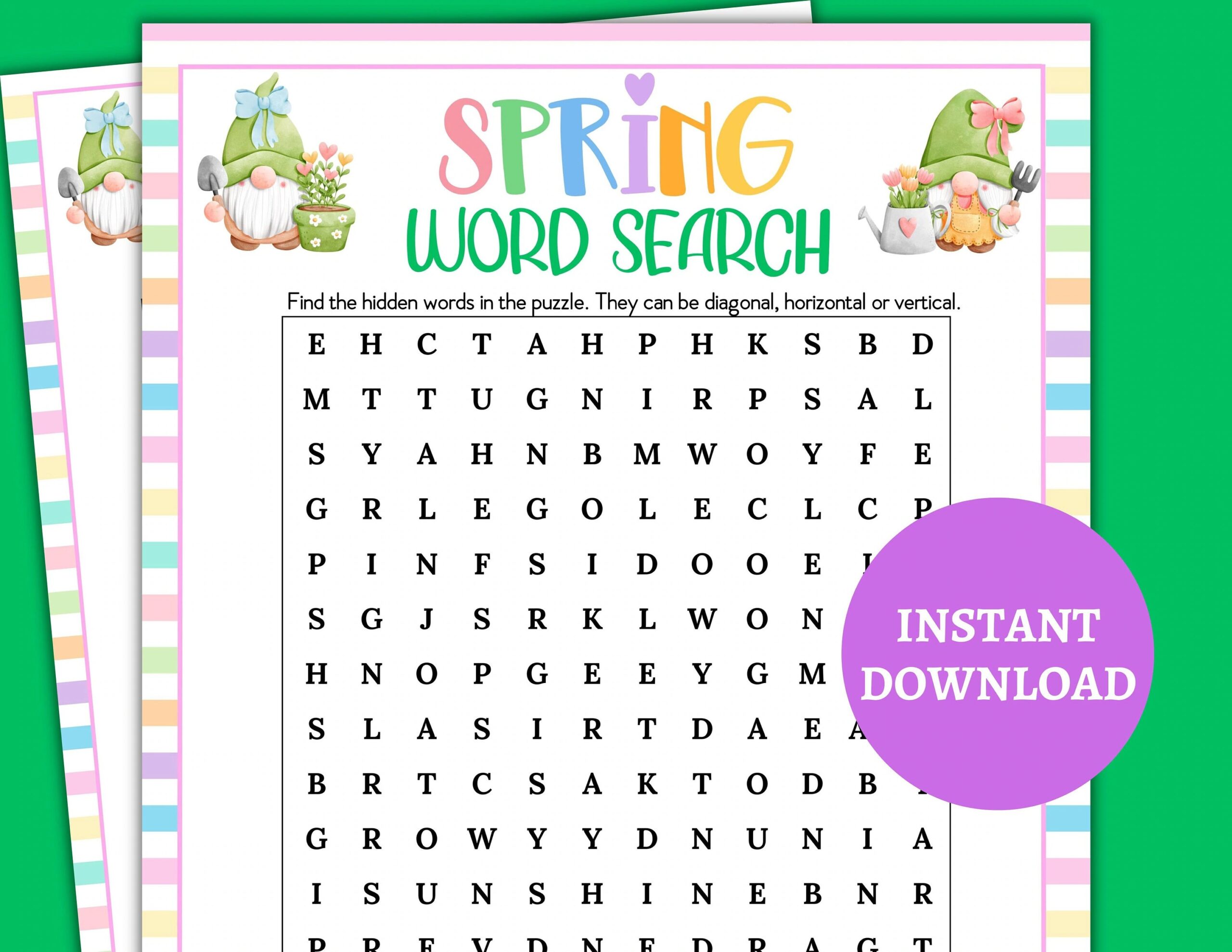 Spring Word Search Spring Game Word Search Printable Game For Spring Spring Game For Kids Spring Game For Adults Spring Game For Class Etsy