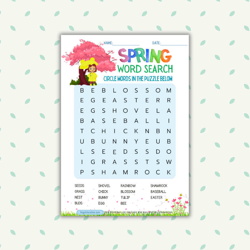 Spring Word Search Worksheet Gogu Education