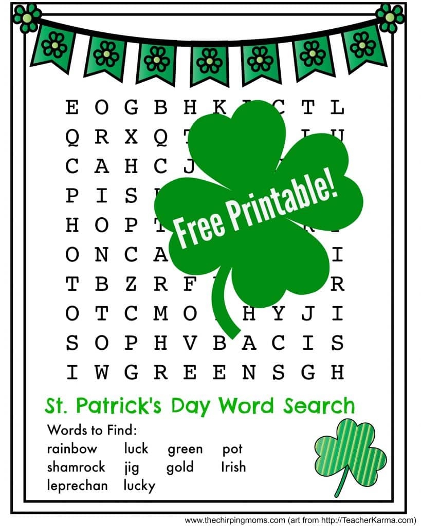 Printable St Patrick's Day Word Search