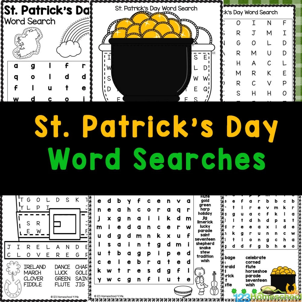  St Patricks Day Word Searches Free Activity Sheets