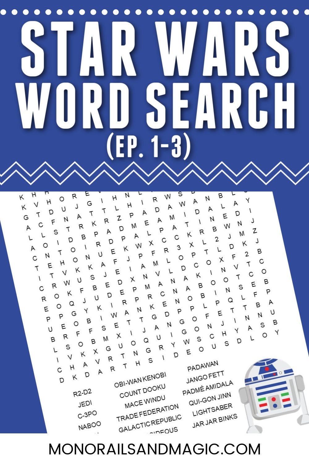 Star Wars Word Search Episodes 1 3 Monorails And Magic