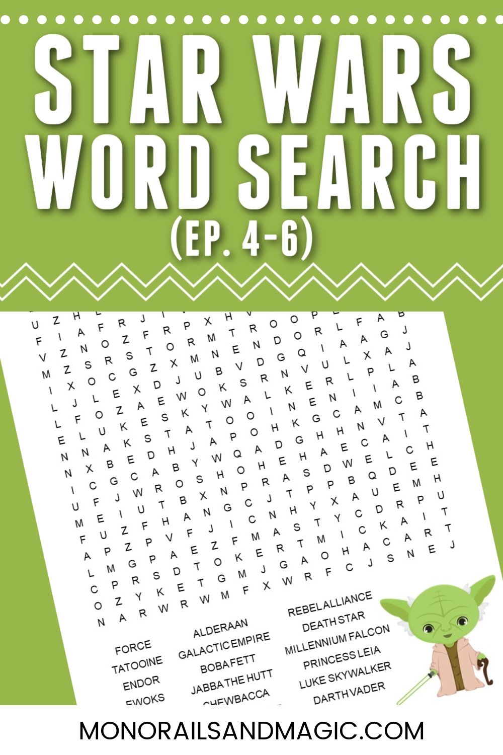 Star Wars Word Search Episodes 4 6 Monorails And Magic