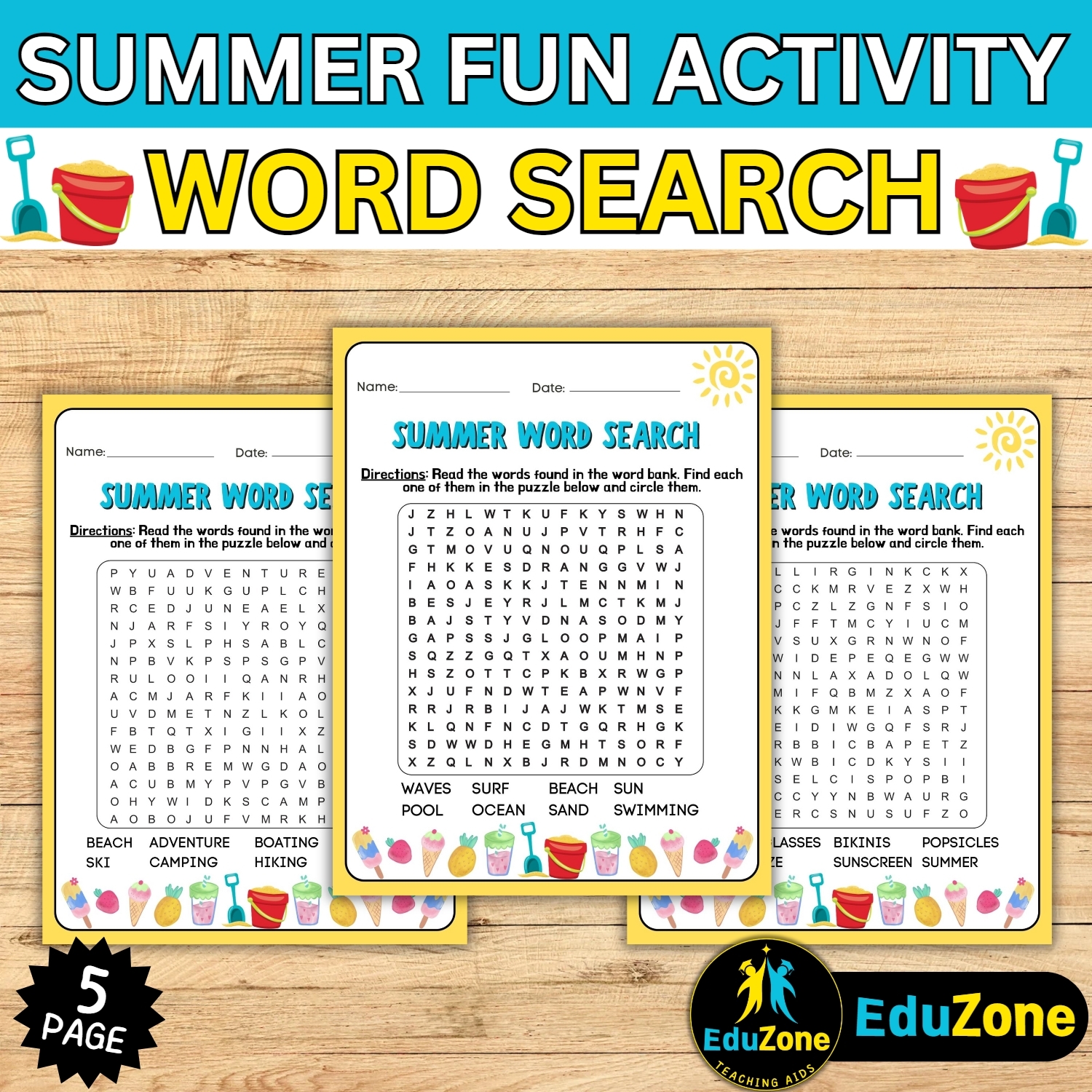 Beach Word Search For Kids