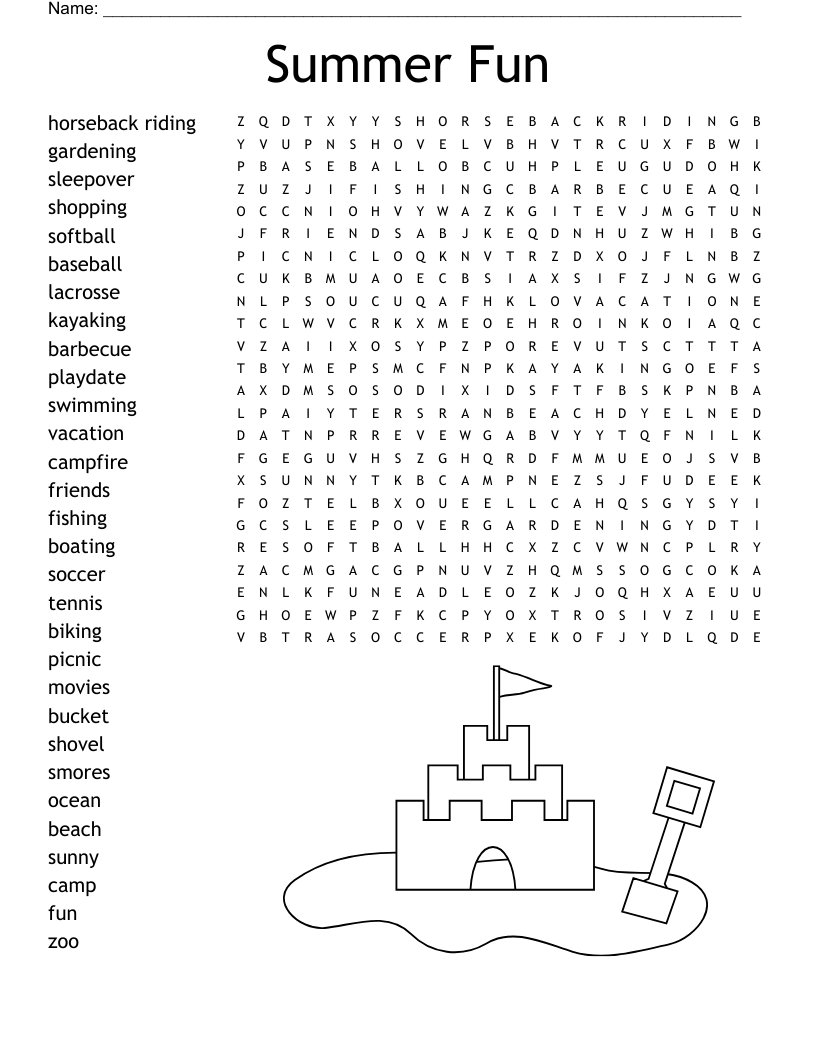 Summer Camp Fun Word Search WordMint