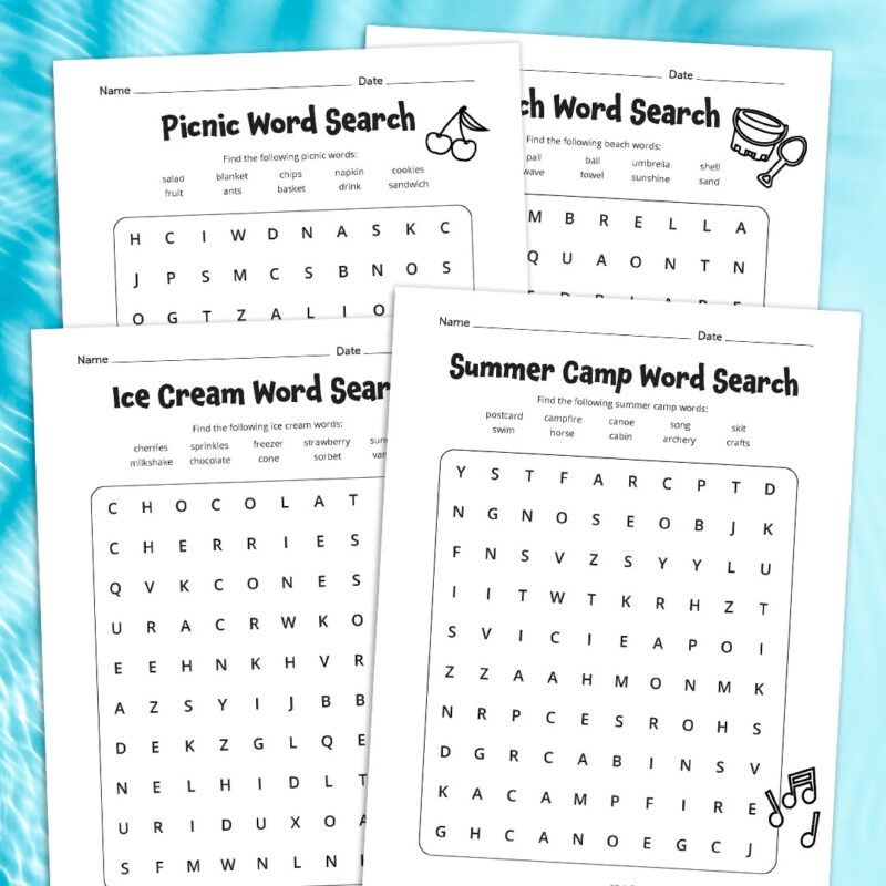 Printable Word Searches For Kids Summer