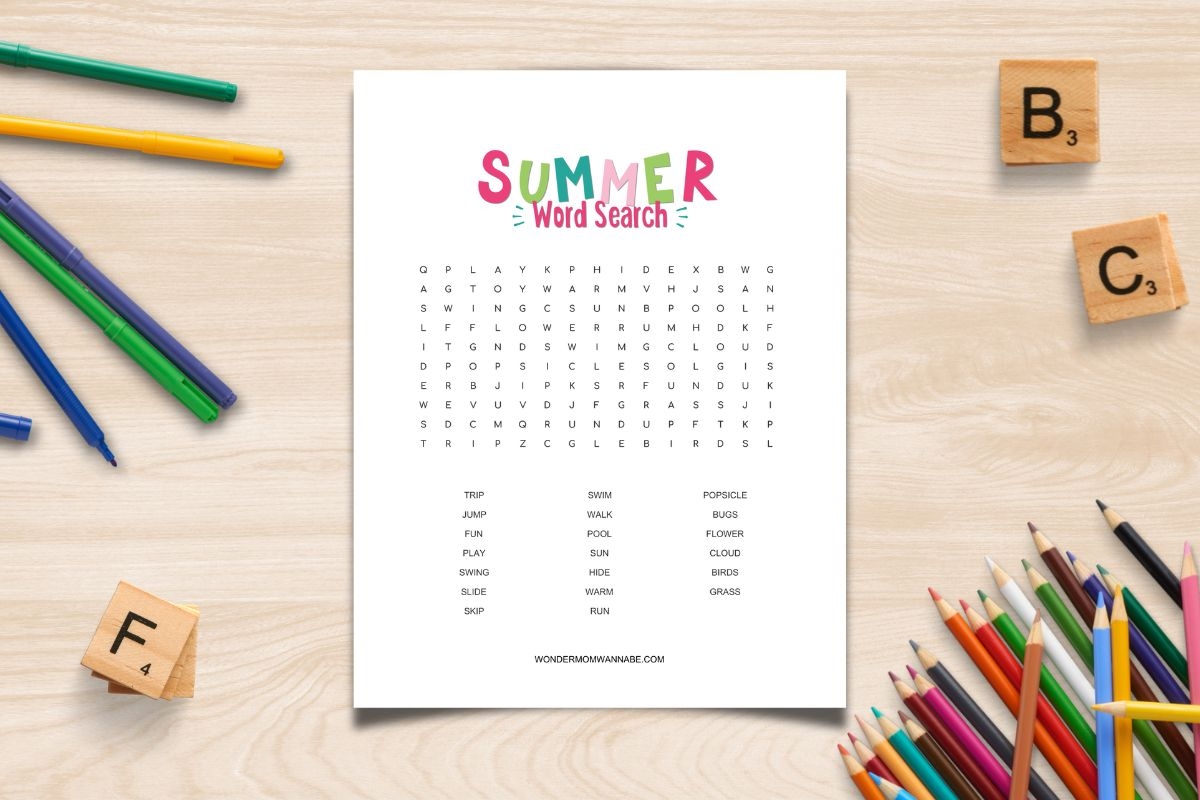 Summer Word Search For Kids Free Printable