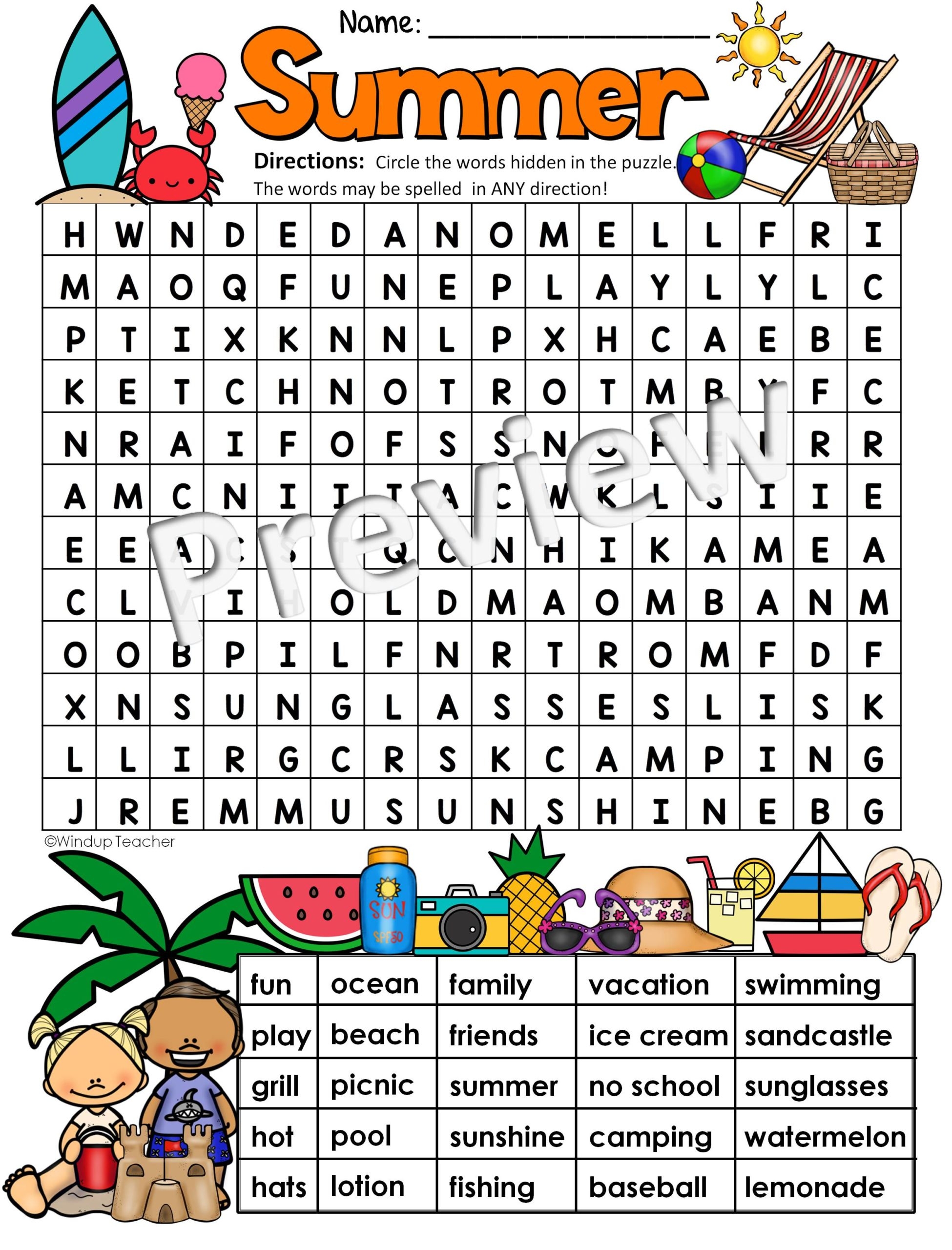 Summer Word Search HARD Puzzle Ready To Go Made By Teachers Summer Word Search HARD Puzzle Ready To Go Made By Teachers