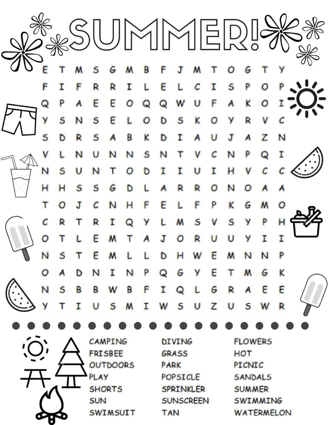 Summer Word Search Printable Coloring Pages FREE Summer Word Search Printable Coloring Pages FREE