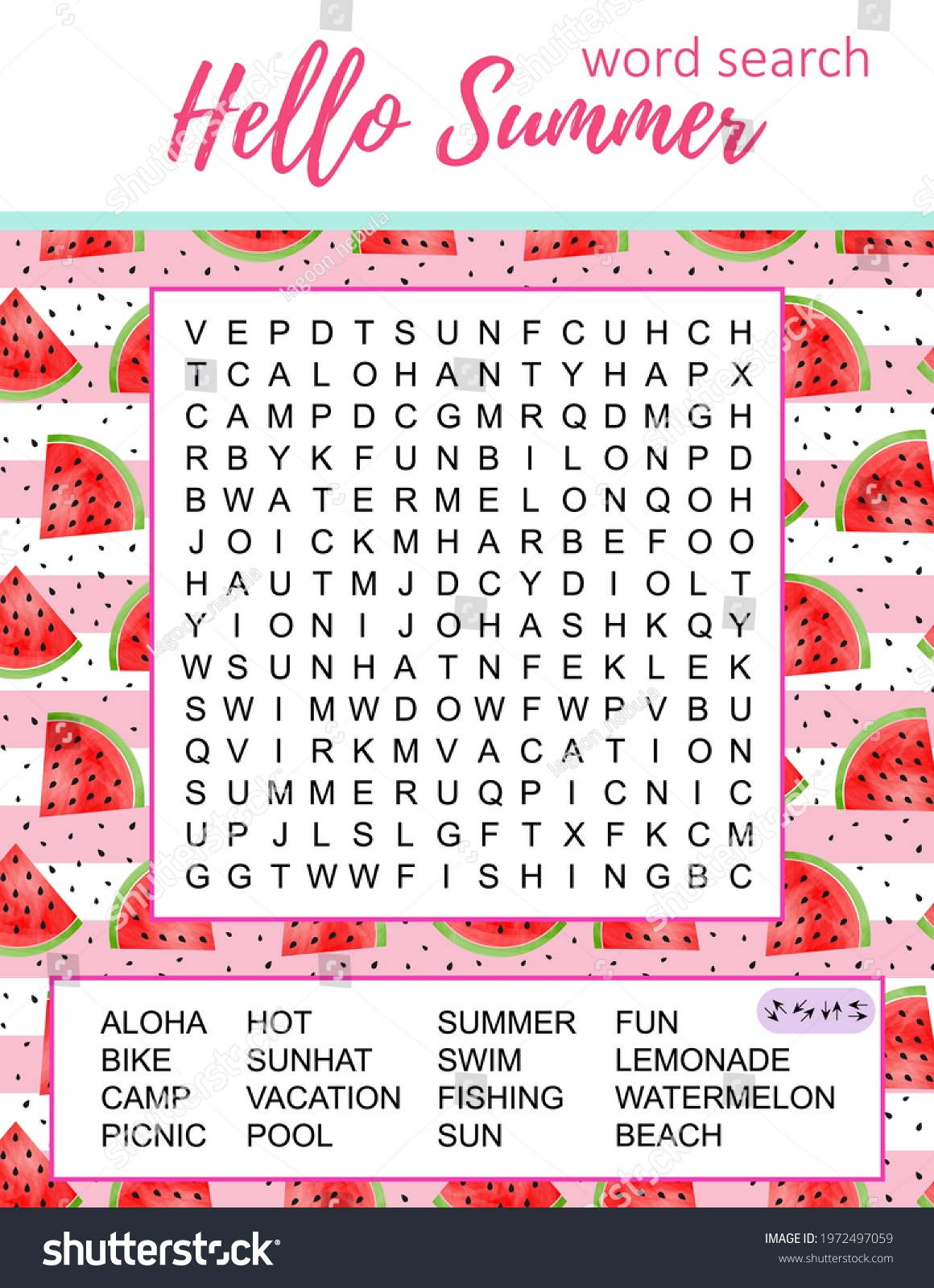 Summer Word Search Puzzle Educational Game Stock Vector Royalty Free 1972497059 Shutterstock