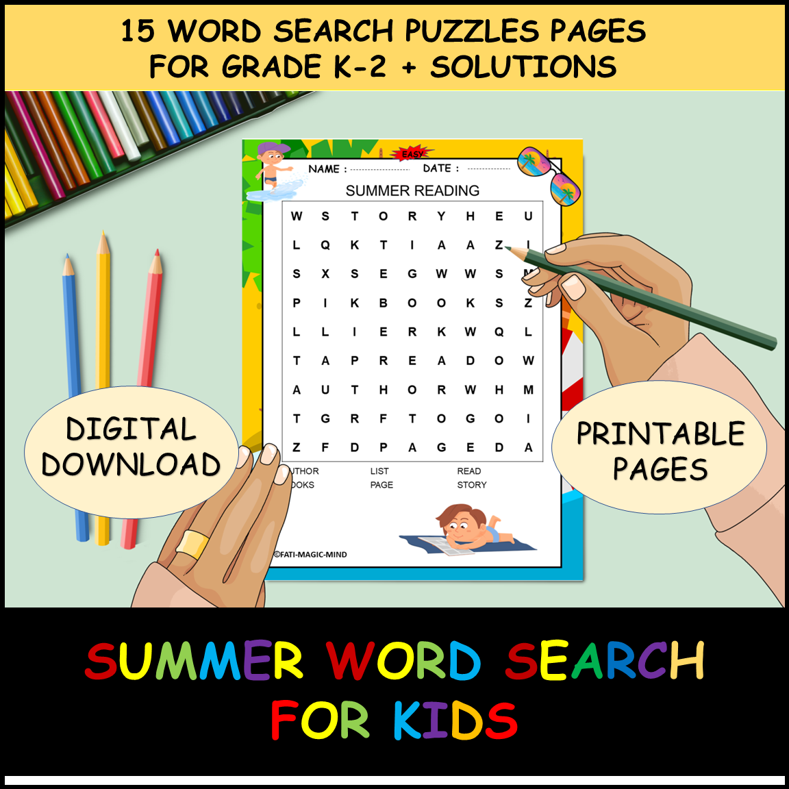 Summer Word Search Puzzles Grade K 2 15 Fun End Of Year Printable Pages Made By Teachers