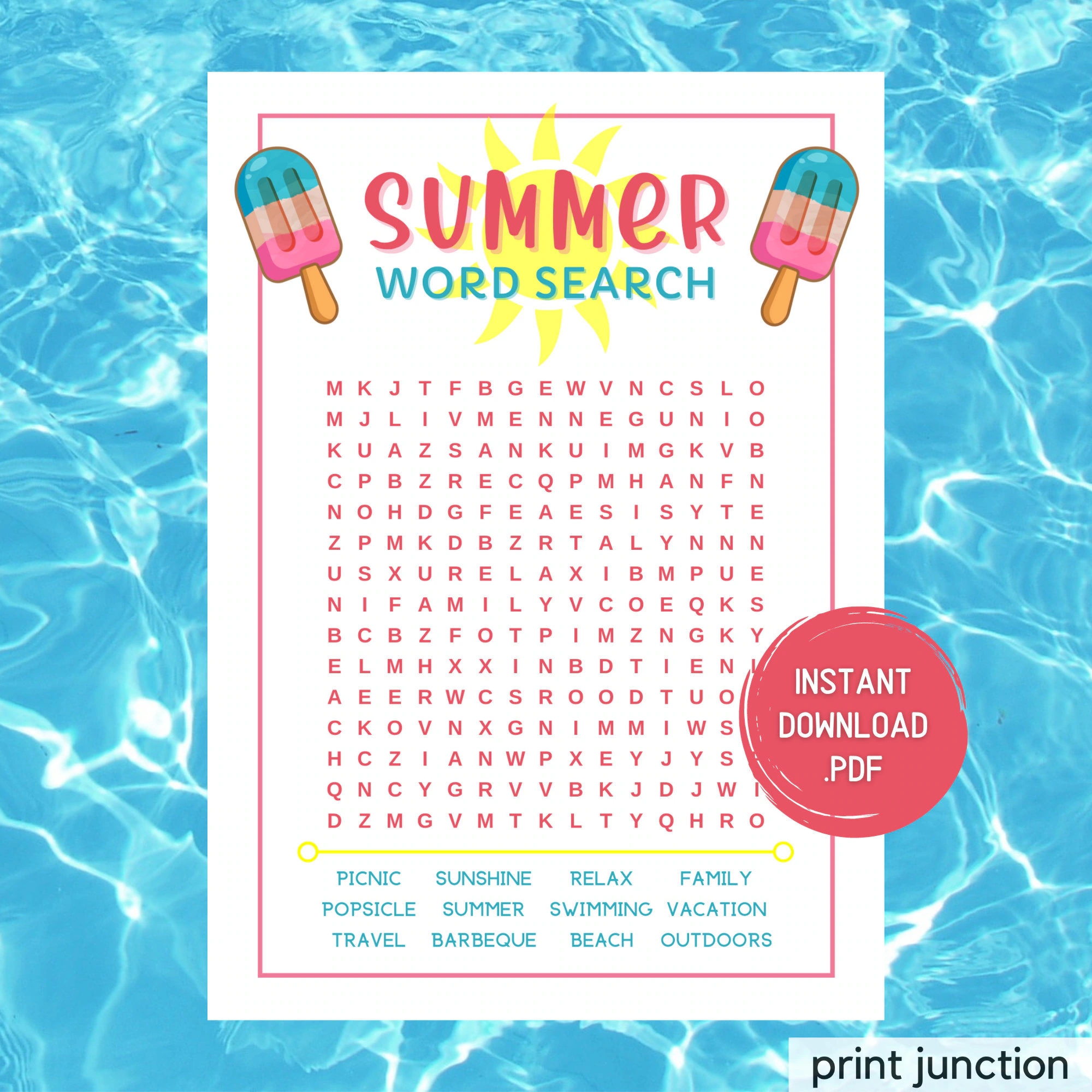 Summer Word Search Summer Games Summer Fun Games Summer Party Games Summer Activities Fun Summer Games Summertime Instant Download Etsy
