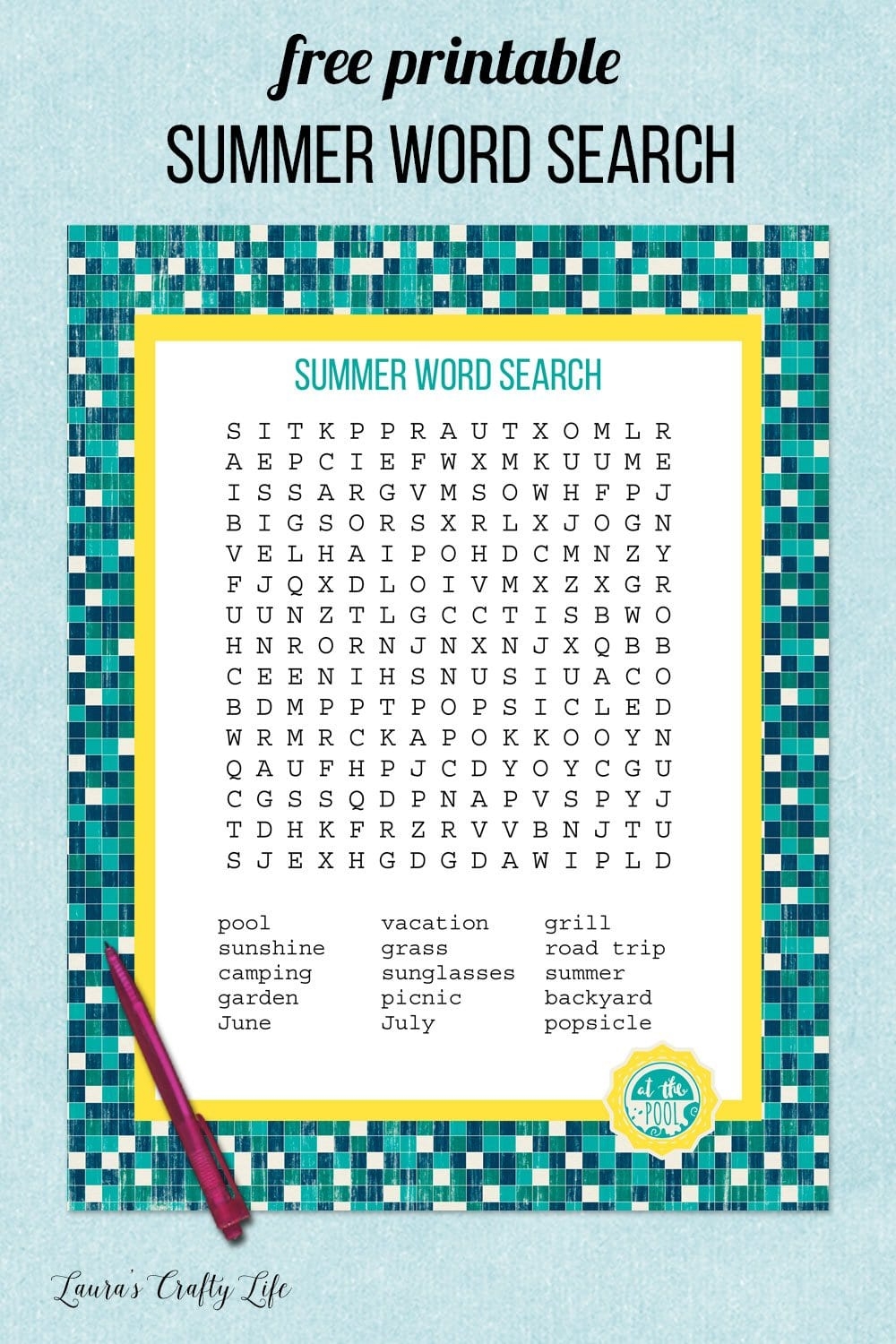 Word Search Summer Printables