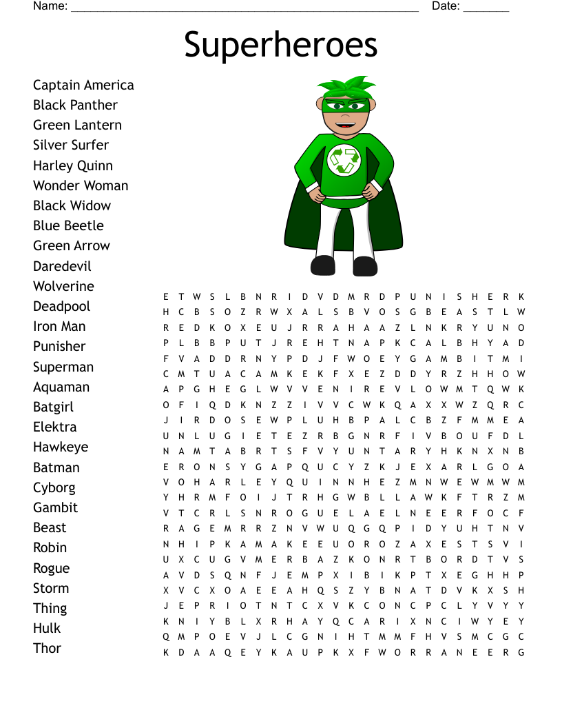 Superhero Word Search Free Printable Superhero Word Search Free Printable