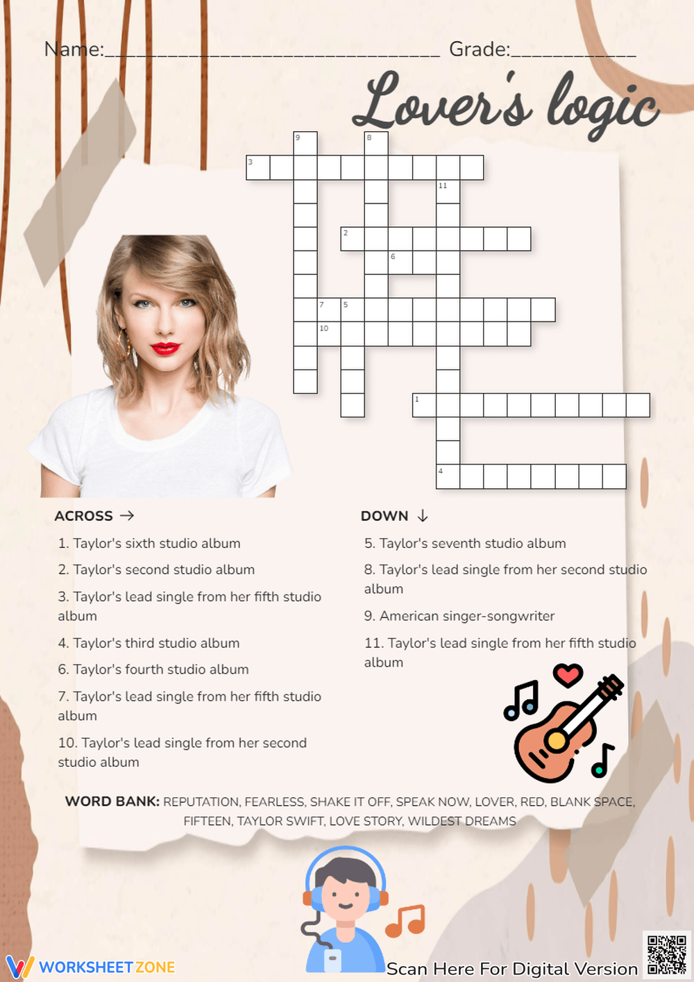 Taylor Swift Word Search Printable Free