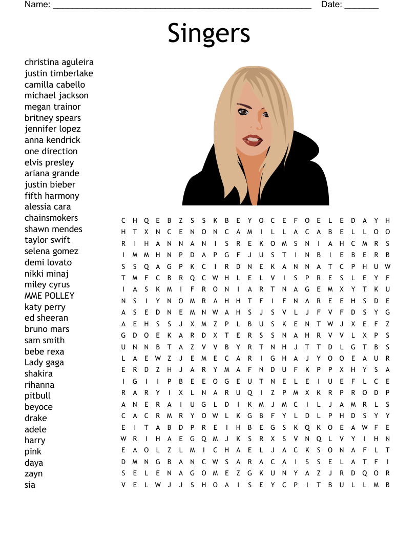 Taylor Swift Word Search WordMint