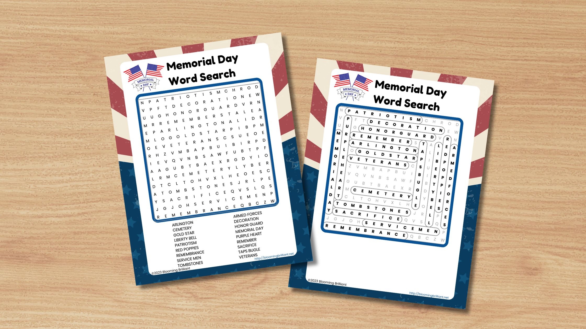 Teach Your Kids The Meaning Of Memorial Day With Our Free Word Search Printable Blooming Brilliant