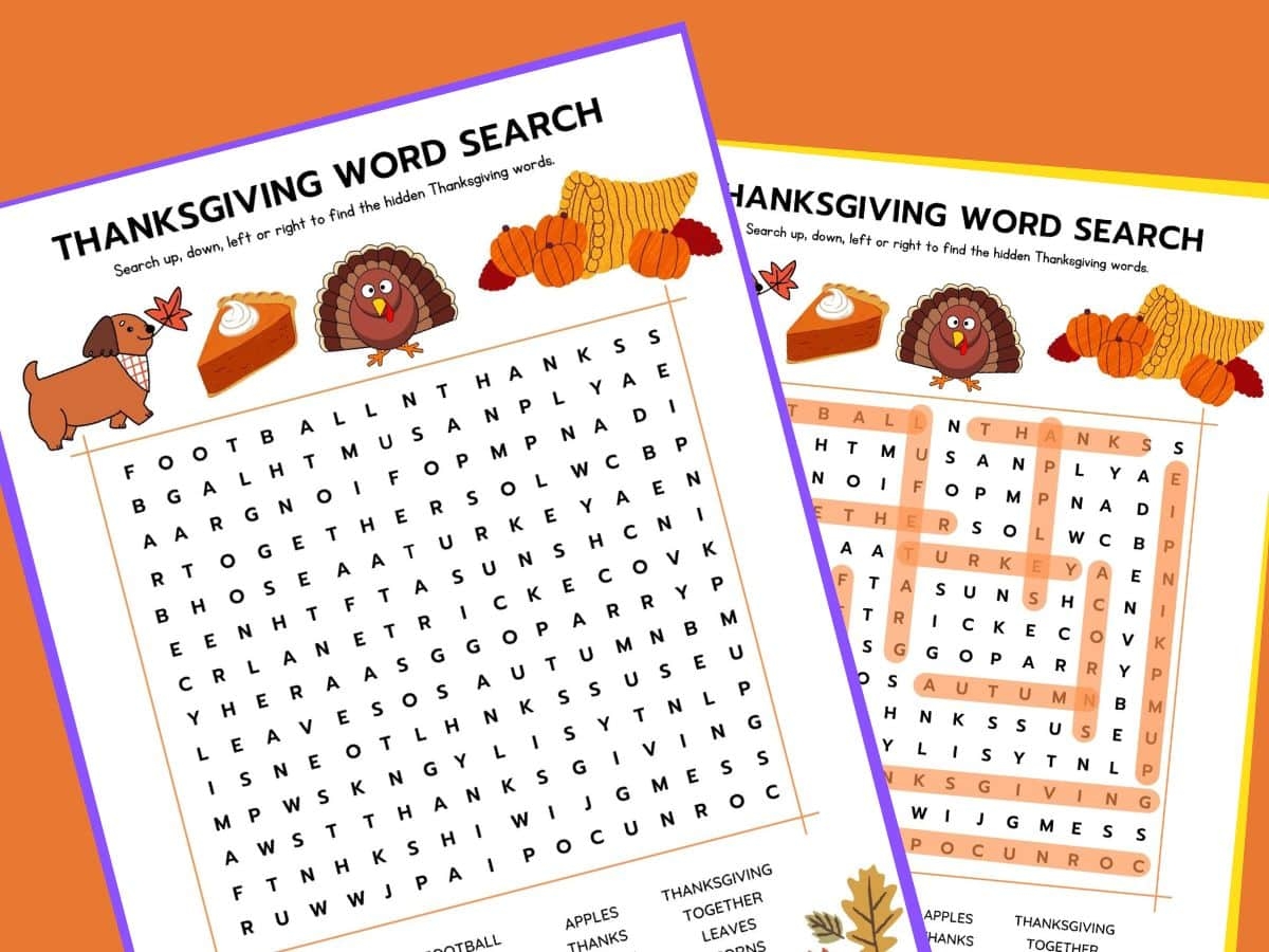 Free Printable Thanksgiving Word Search Games