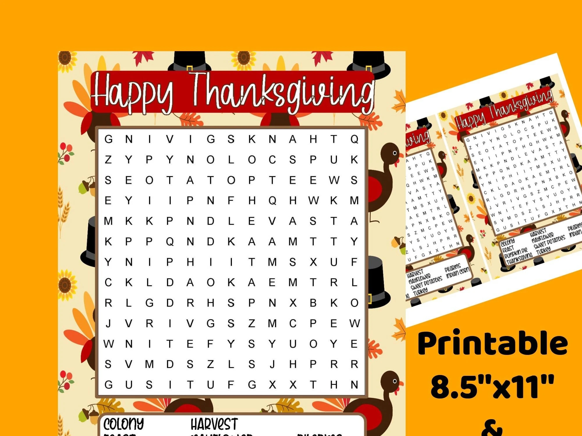 Thanksgiving Word Search Fall Word Search Thanksgiving Games Thanksgiving Activities Fall Games Word Search Etsy