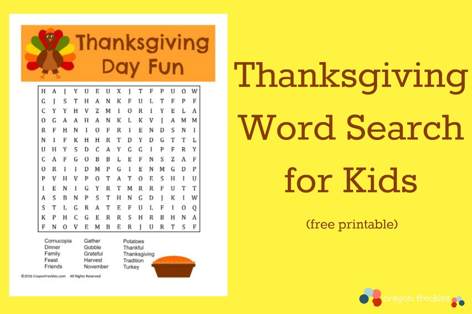 Printable Thanksgiving Word Search Puzzle