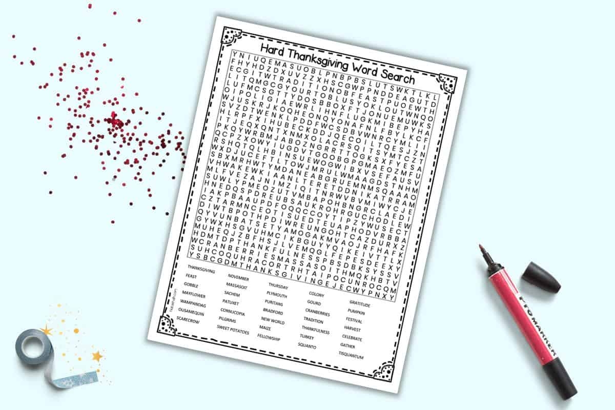 Thanksgiving Word Search Printable Adult