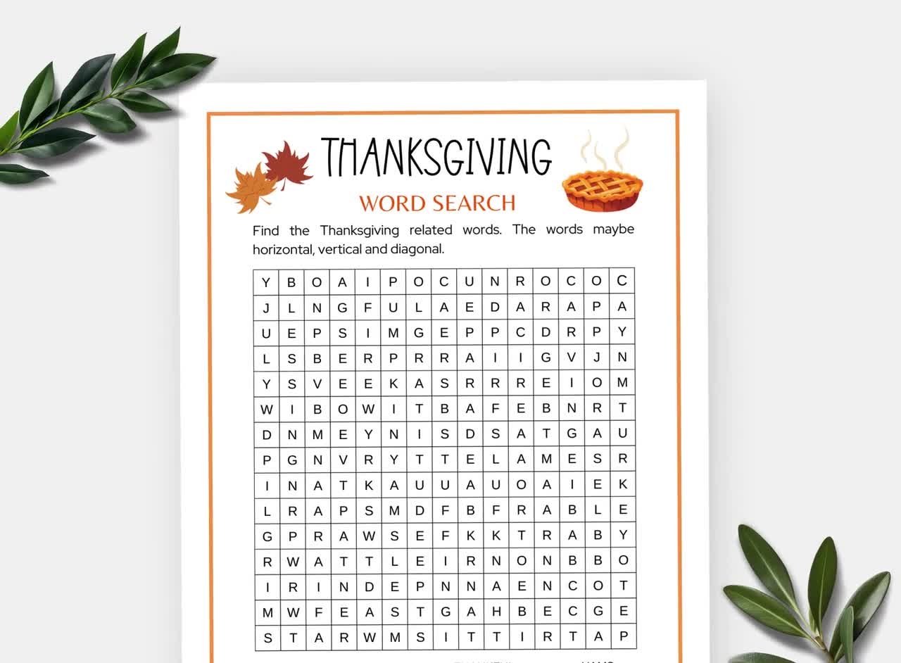 Thanksgiving Word Search Printable Friendsgiving Game Word Search Printable For Kids And Adults Turkey Day Group Activity Etsy Hong Kong