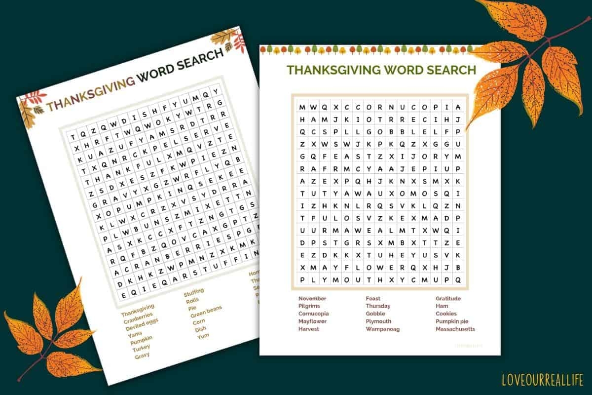 Thanksgiving Word Search Puzzle FREE Printable PDF Love Our Real Life