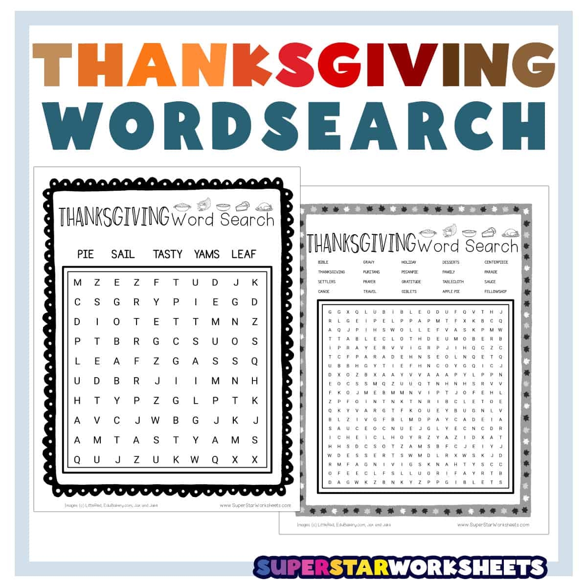 Word Search Printable Thanksgiving