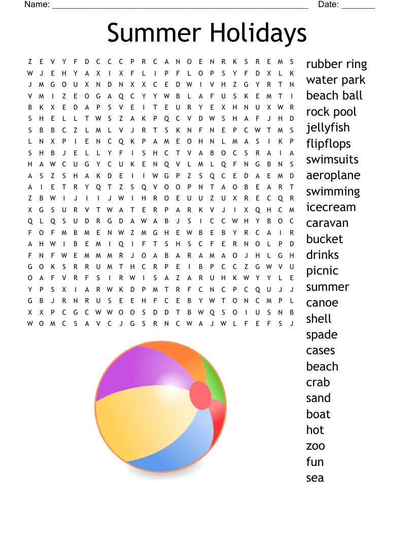 The Beach Word Search WordMint