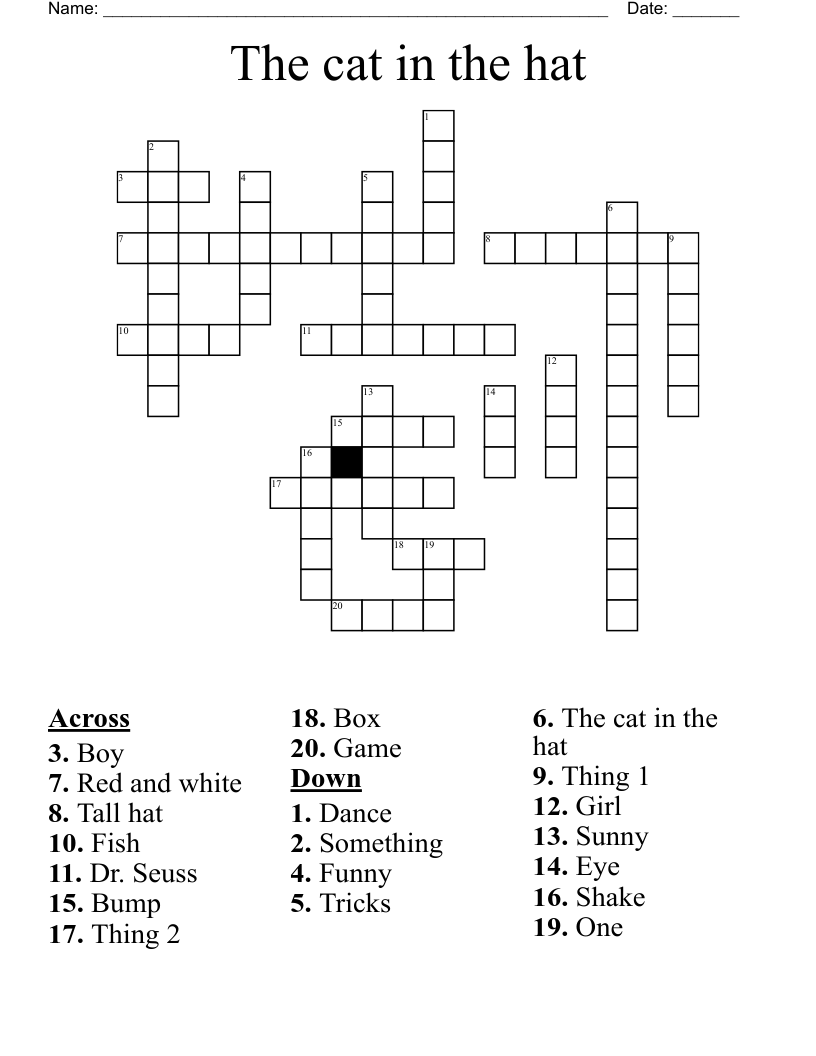 The Cat In The Hat Word Search WordMint