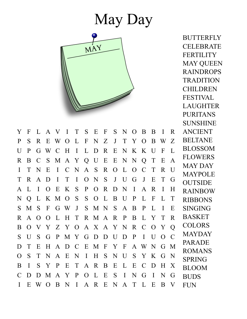 The Month Of April Word Search WordMint