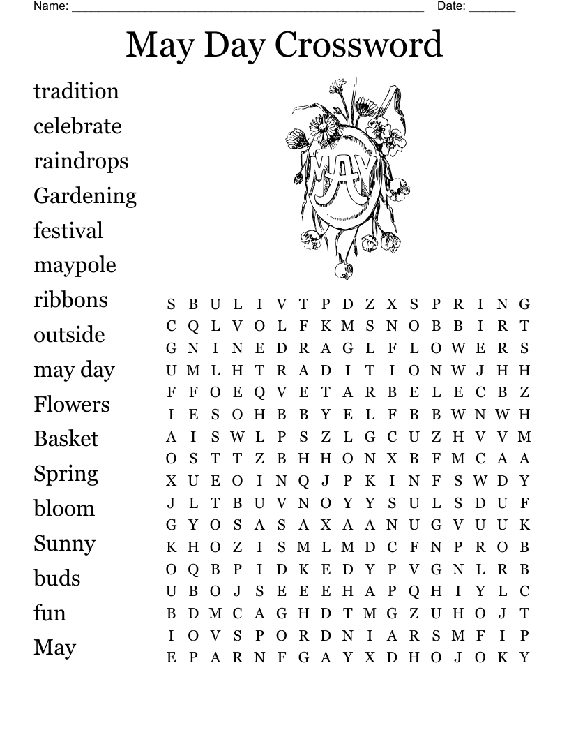The Month Of April Word Search WordMint