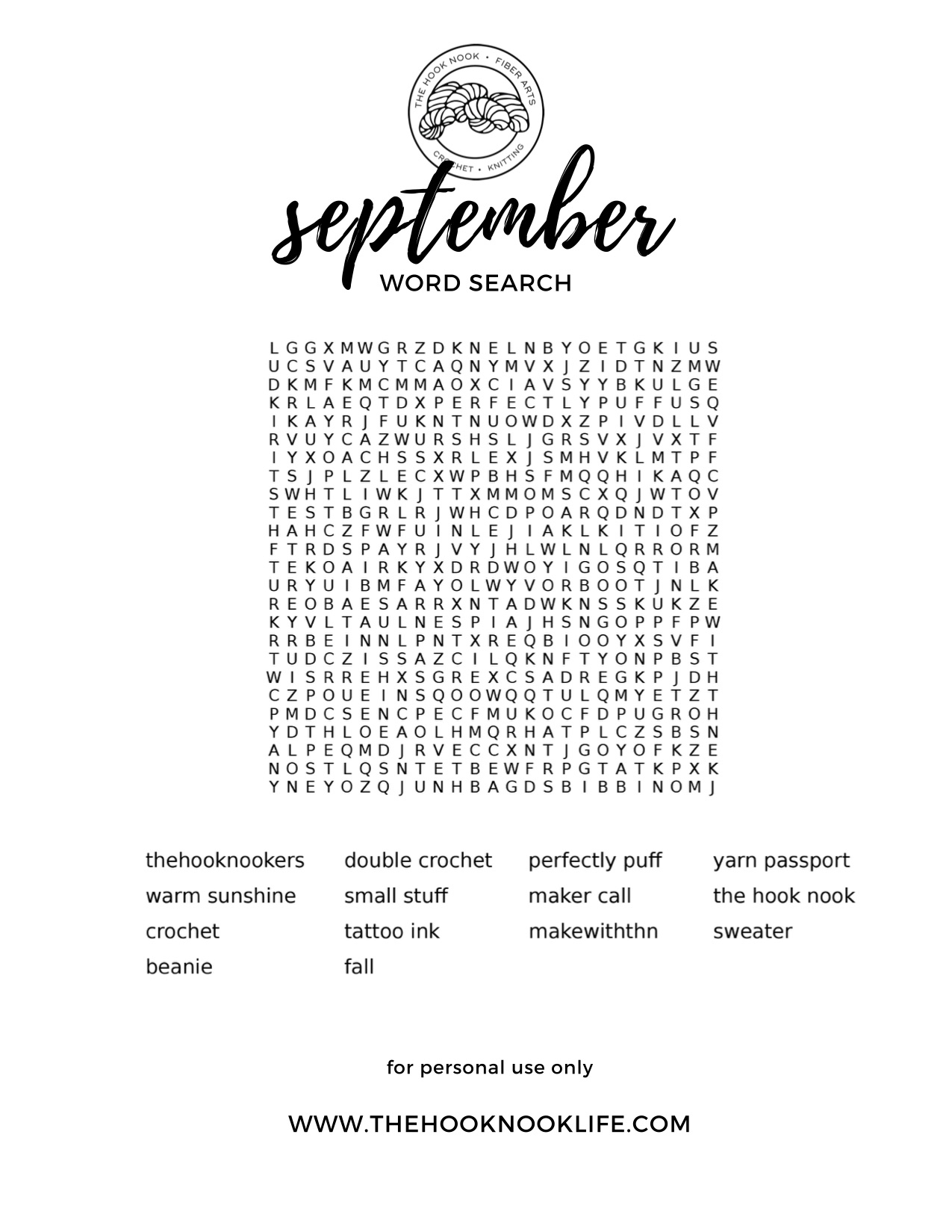 September Word Search Puzzle