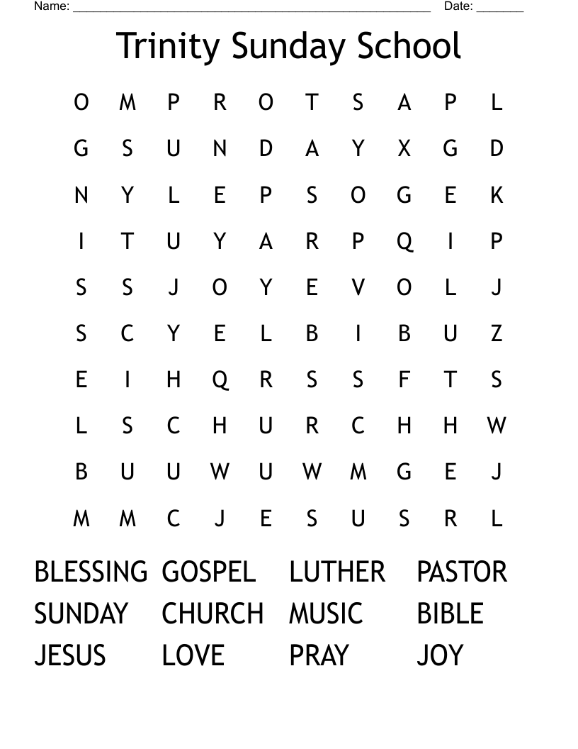 Trinity Sunday Word Search WordMint