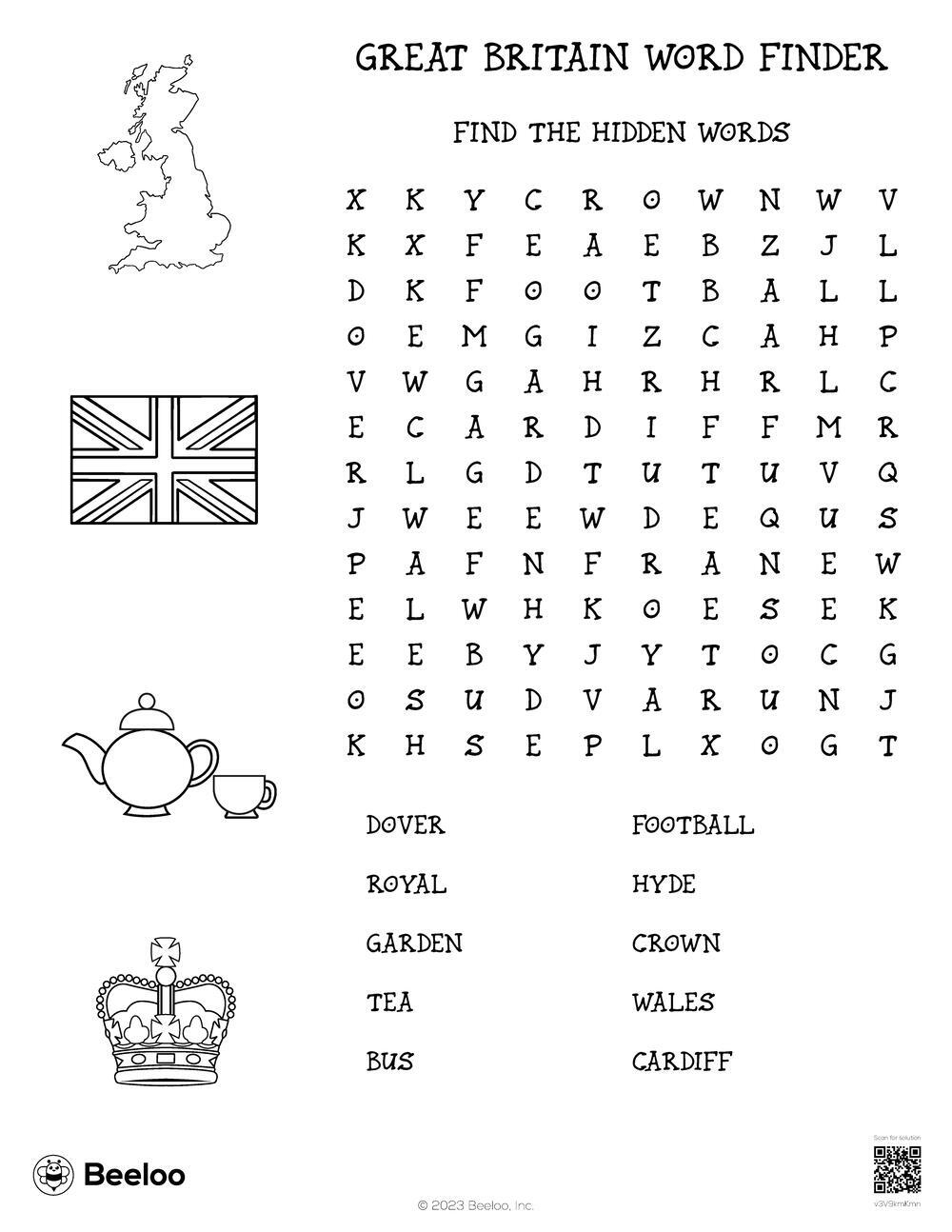 United Kingdom themed Word Searches Beeloo Printable Crafts And Activities For Kids