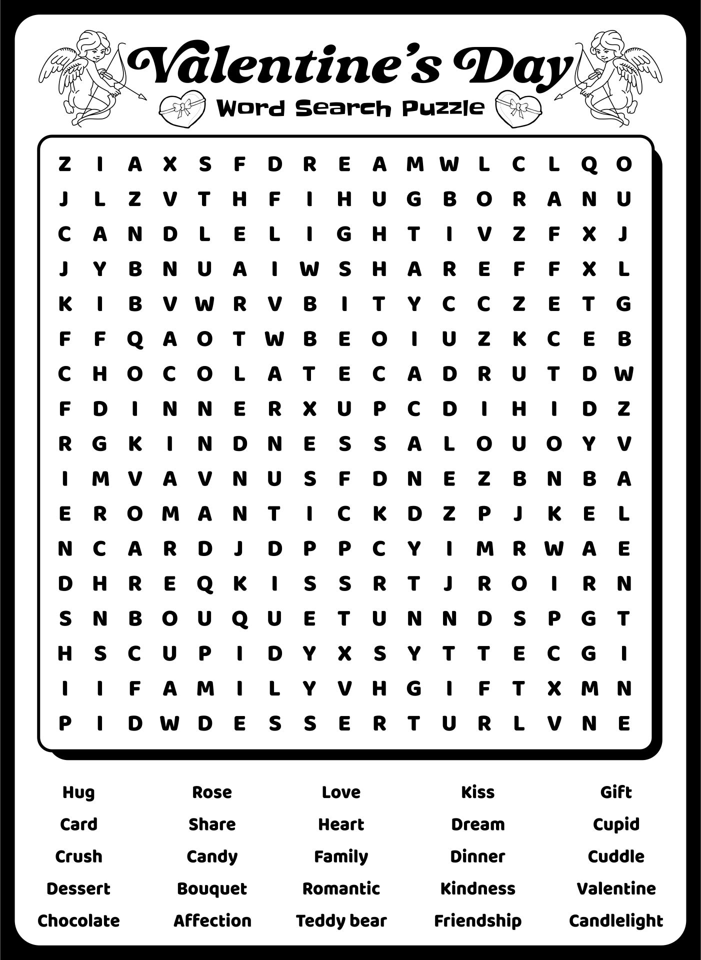 Valentines Word Search Printable