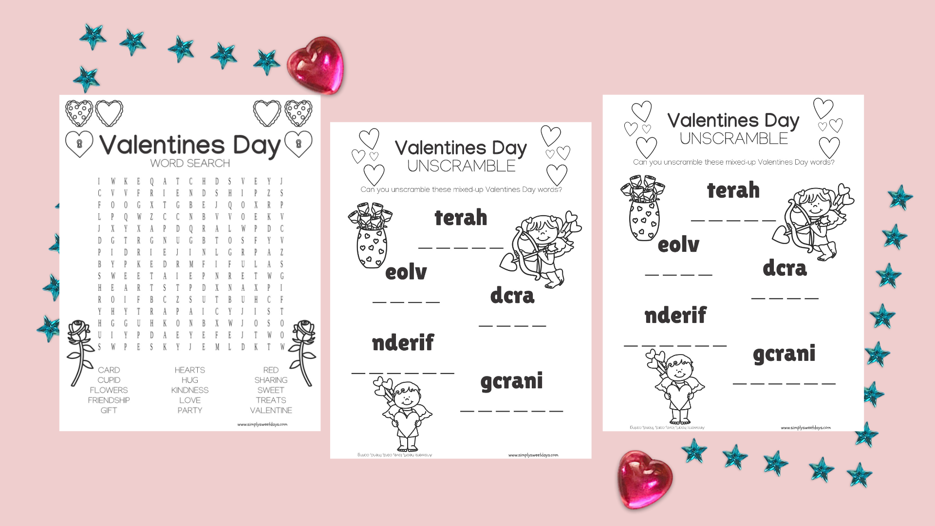 Valentines Day Printable Word Search Maze And Word Jumble Simply Sweet Days