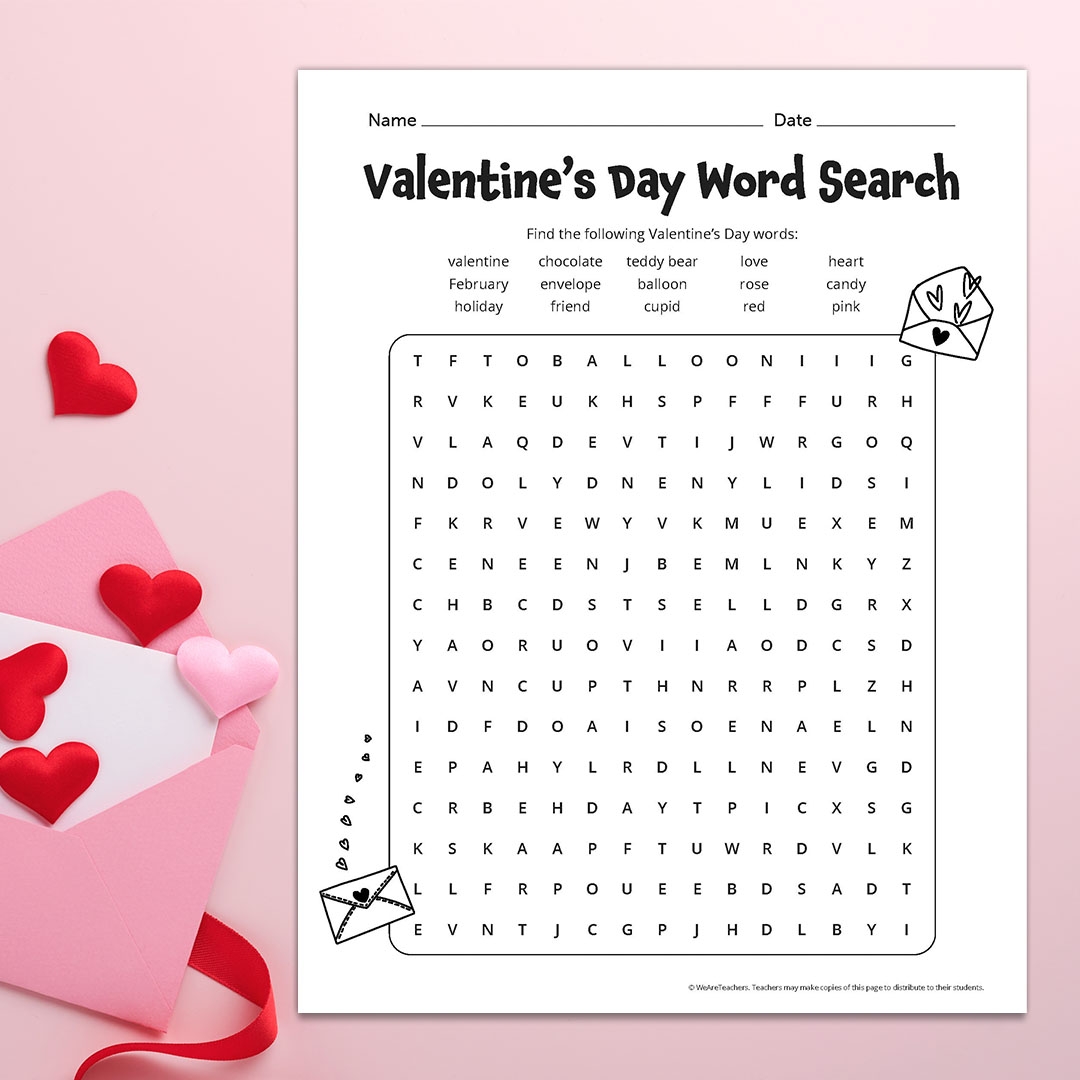 Valentines Day Word Search Free Printable Answer Key Worksheets Library