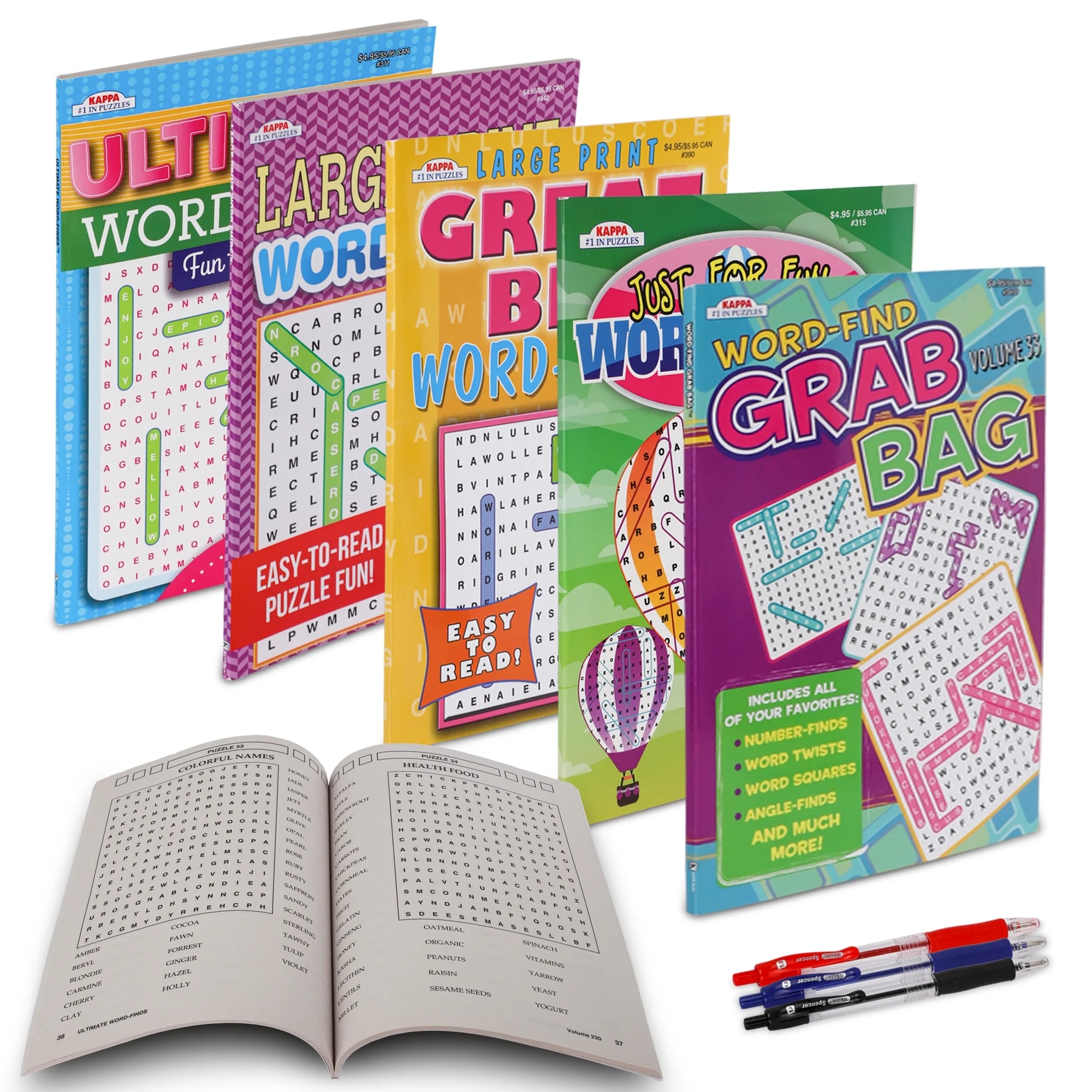 VARIETY SAVINGS 5 Pack Large Print WordSearch 400 For Adults Senior Brain Stimulating Paperback Walmart